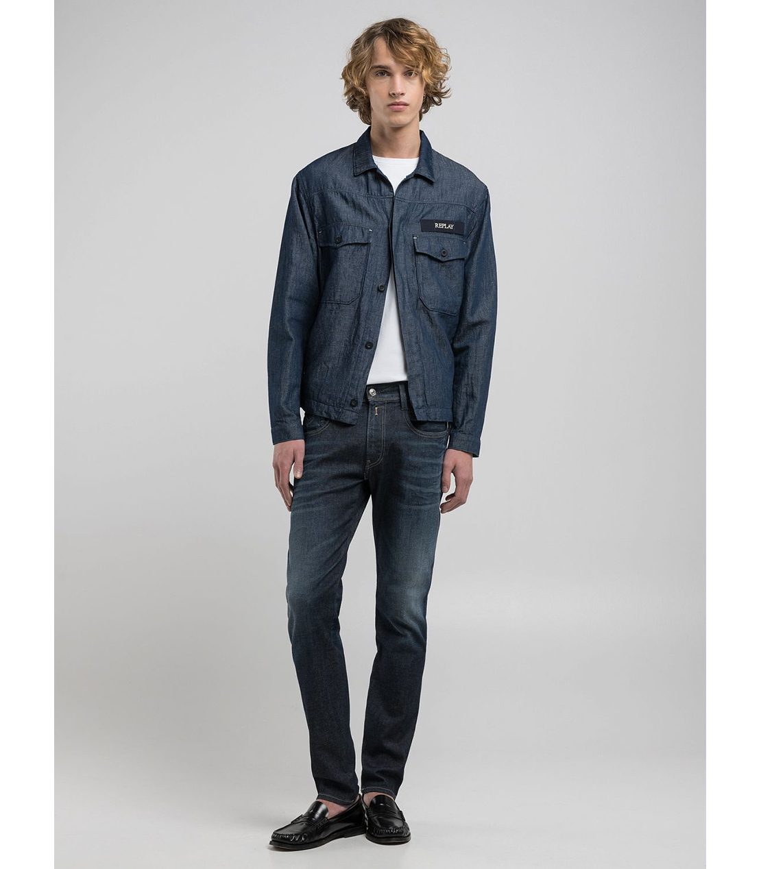 スリムフィットANBASS HYPERFLEX DUST ブルーストレッチデニム 詳細画像 ダークブルー 3